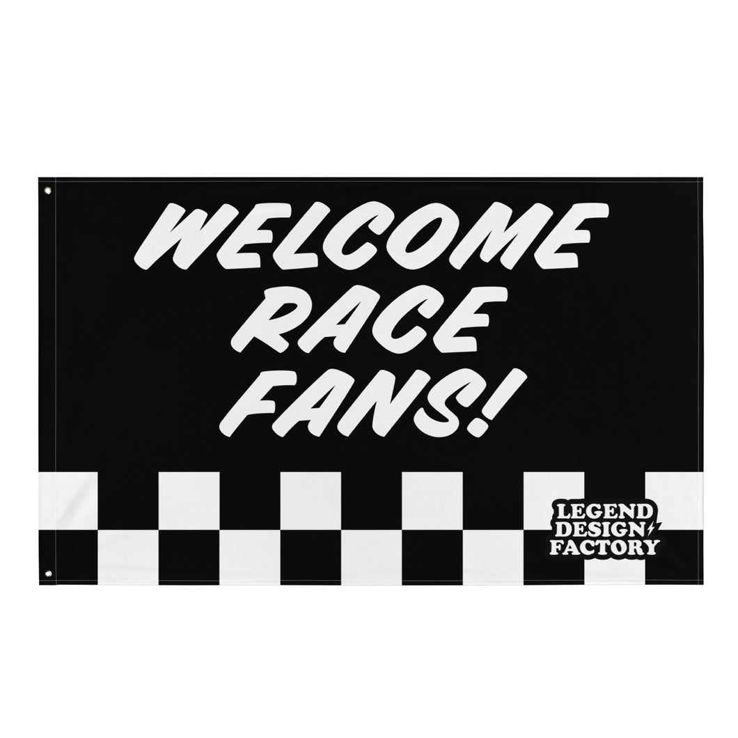 WELCOME RACE FANS FLAG